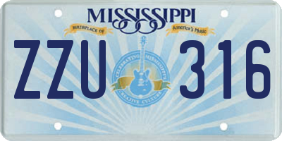 MS license plate ZZU316