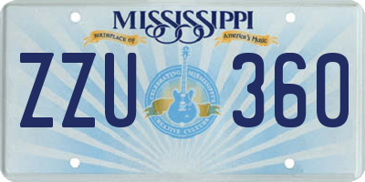 MS license plate ZZU360