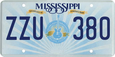 MS license plate ZZU380