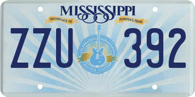 MS license plate ZZU392