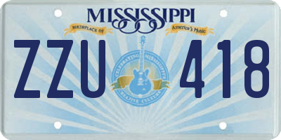 MS license plate ZZU418