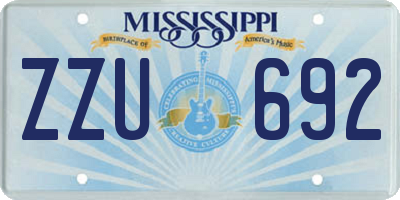 MS license plate ZZU692