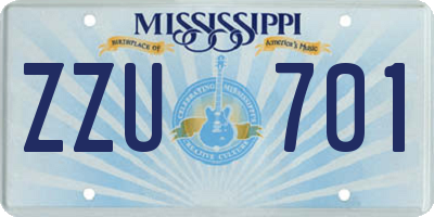 MS license plate ZZU701