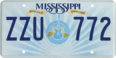 MS license plate ZZU772