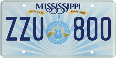 MS license plate ZZU800