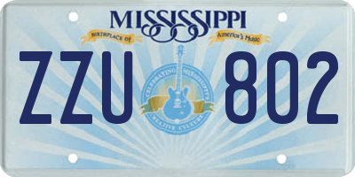 MS license plate ZZU802