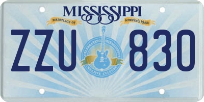 MS license plate ZZU830