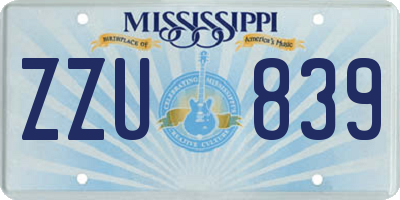 MS license plate ZZU839