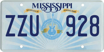MS license plate ZZU928