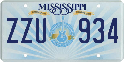 MS license plate ZZU934