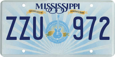 MS license plate ZZU972