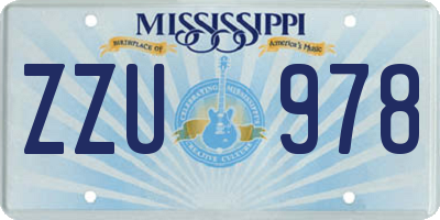 MS license plate ZZU978