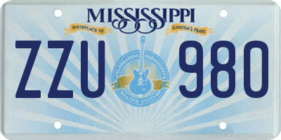 MS license plate ZZU980