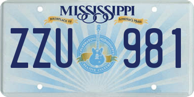 MS license plate ZZU981