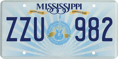 MS license plate ZZU982