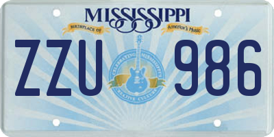 MS license plate ZZU986