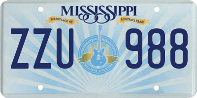 MS license plate ZZU988