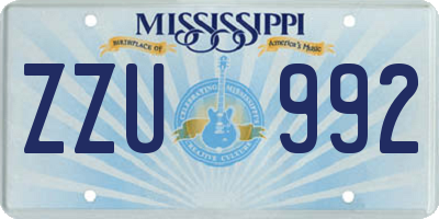 MS license plate ZZU992