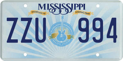 MS license plate ZZU994