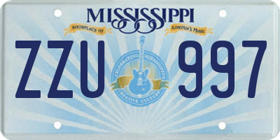MS license plate ZZU997