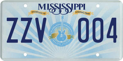 MS license plate ZZV004