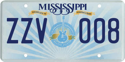 MS license plate ZZV008