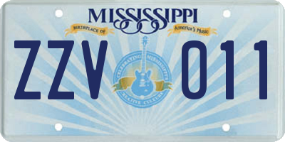 MS license plate ZZV011