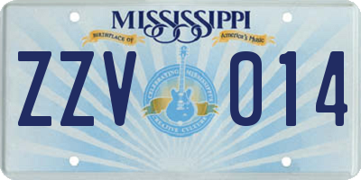 MS license plate ZZV014