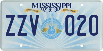 MS license plate ZZV020