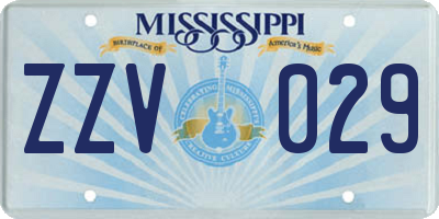 MS license plate ZZV029