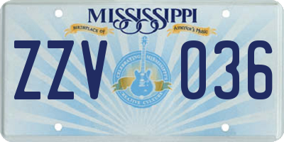 MS license plate ZZV036