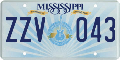 MS license plate ZZV043
