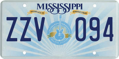 MS license plate ZZV094