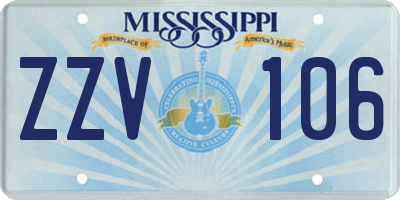 MS license plate ZZV106