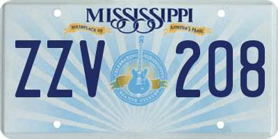 MS license plate ZZV208