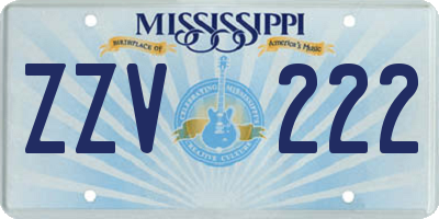 MS license plate ZZV222