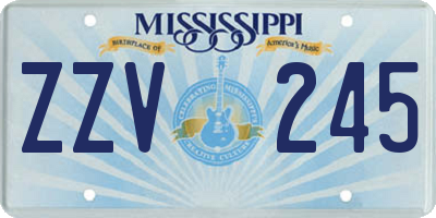 MS license plate ZZV245