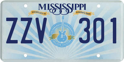 MS license plate ZZV301