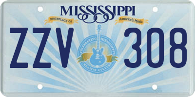 MS license plate ZZV308