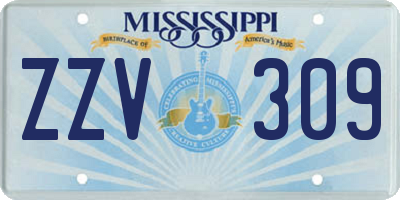 MS license plate ZZV309