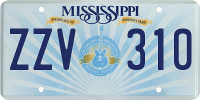 MS license plate ZZV310