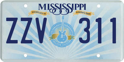 MS license plate ZZV311