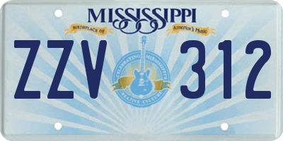 MS license plate ZZV312