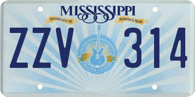 MS license plate ZZV314