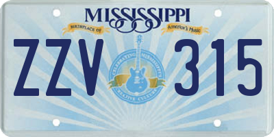 MS license plate ZZV315