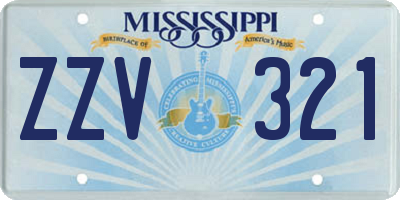 MS license plate ZZV321