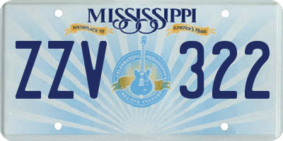 MS license plate ZZV322