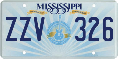 MS license plate ZZV326