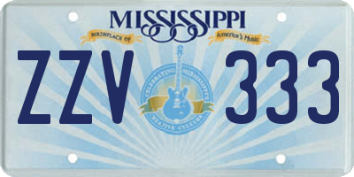 MS license plate ZZV333