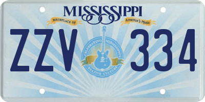 MS license plate ZZV334